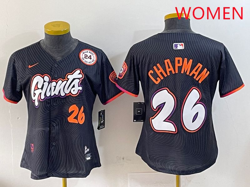Women San Francisco Giants #26 Chapman Black Joint Name Nike 2025 MLB Jersey style 6
